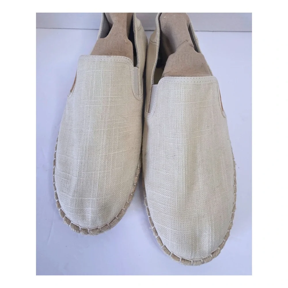 OluKai Kaula Pa'a Kapa Linen Espadrille Slip On Shoe Beige Tan 10M